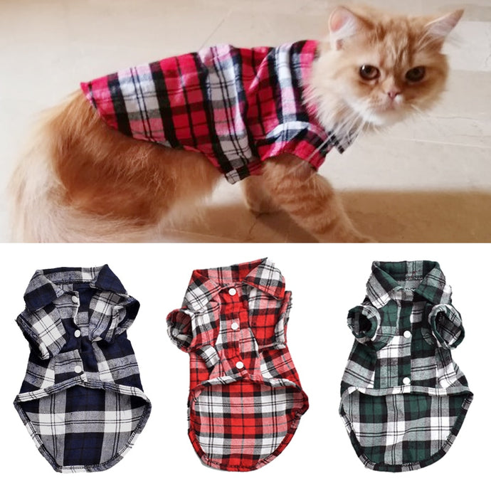 Classic Plaid Pet Cat Clothes for Cats Spring/Summer